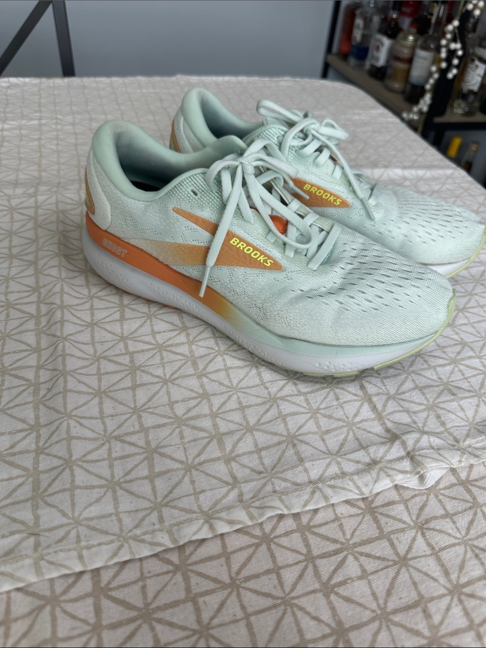 Brooks Ghost 16 Women’s Mint Green and Orange Running Shoes
